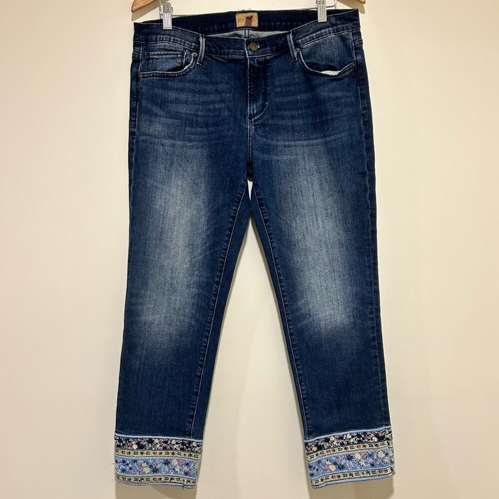 Driftwood Chloe Dark Blue Denim Embroidered Jeans - Size 32/28